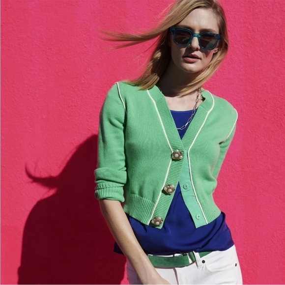 CAbi Jeweled Buttons Burst of Mint Wallis Cardigan Sweater in Julep (Green) M - Picture 6 of 16